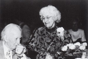 More than six hundred friends helped Elmer celebrate his ninetieth birthday on June 26, 1999. After Tom Swain's tribute to Eleanor, she stood to acknowledge the crowd's applause and her husband's kiss.
